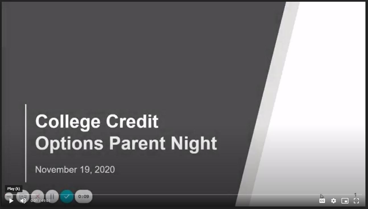 Video presentation - College Credit Options 